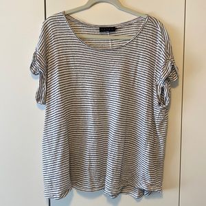 Hatch Maternity Linen Circle Tee- Black and White Stripe sz 1